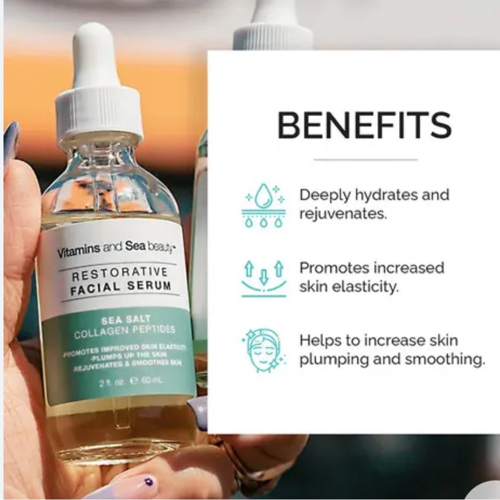 Vitamins and Sea Beauty Sea Salt and Collagen Peptides Serum Anti-Aging NEW PC - Picture 2 of 2